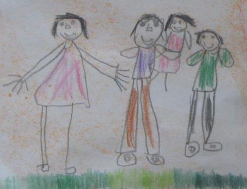 Familia de sub curcubeu (detaliu) - desen de Carina (6 ani)