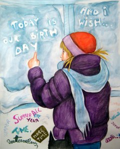 Desen făcut de Roxana Soare cu prilejul propriei aniversări. Postat pe minunatul ei blog.