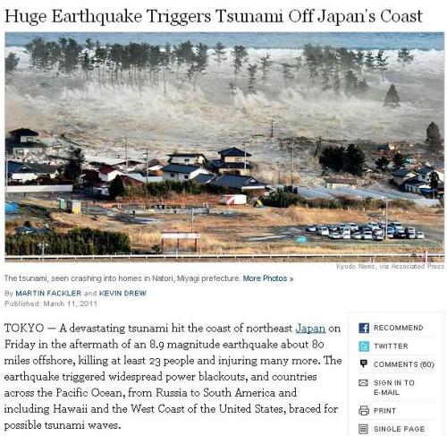 Fotografie făcută chiar înainte de tsunami, luată de pe NYT (original - Kyodo News, via AP)