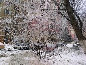 Vedere din Bucureşti. Chiciură. Foto (cu telefonul): Călin Hera