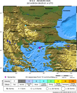Locul unde s-a produs cutremurul din data de 24 mai 2014