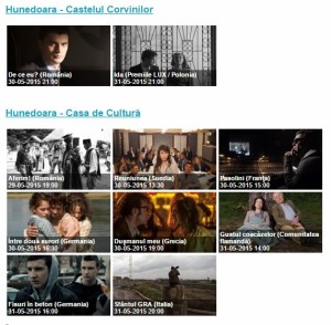 Filmele ce vor fi proiectate la Hunedoara, Sursa: captură ffe.ro