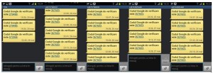 Şir de SMS-uri cu codul de verificare de la Google, pentru gmail.
