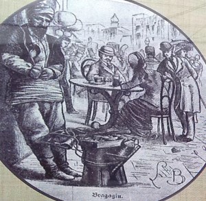 Bragagiu. Fotografie de epocă găsită în vitrina prăvăliei cu bragă din Craiova. Foto cu telefonul: Călin Hera