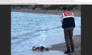Aylan Kurdi, copilașul sirian de trei ani găsit mort pe o plajă din apropiere de Bodrum. Sursa: The Guardian
