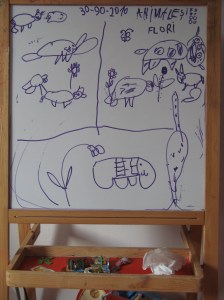 Animale și flori pe planșa de lucru a Carinei