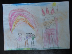 O familie fericită. Desen de Carina