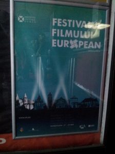 Afișul Festivalului Filmului European, ediția Hunedoara, fotografiat la Cinema Pro. Foto: Calin Hera