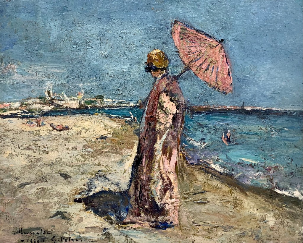 Gheorghe Petrașcu_Femeie în roz pe malul mării (1930)